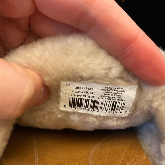 Women's OluKai Lomo Hulu Leather NZ Wool Shearling Slippers Size 7 - Picture 11 of 11